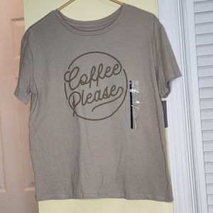 "Coffee Please" Crop Tee Shirt Size L